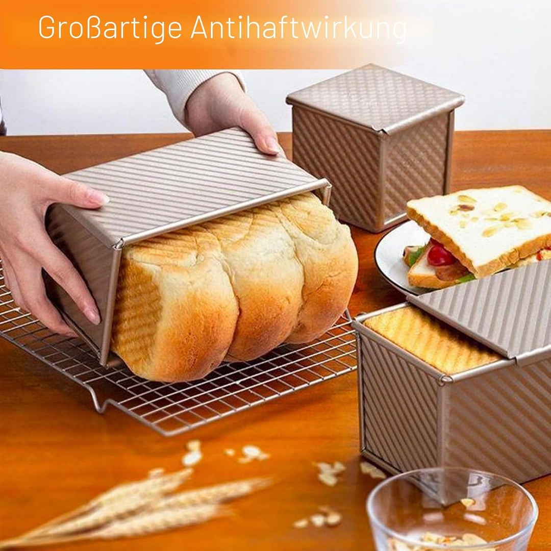 WOPPLXY 2 Stück Brotbackform mit Deckel, 1000g und 450g Toastbrot Backform mit Deckel, Antihaftbesch