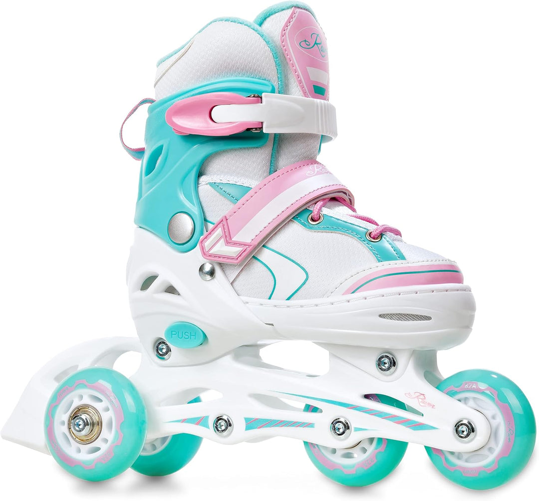 RAVEN 4in1 Inline Skates Triskates Rollschuhe Schlittschuhe Inliner für Kinder Mädchen verstellbar m