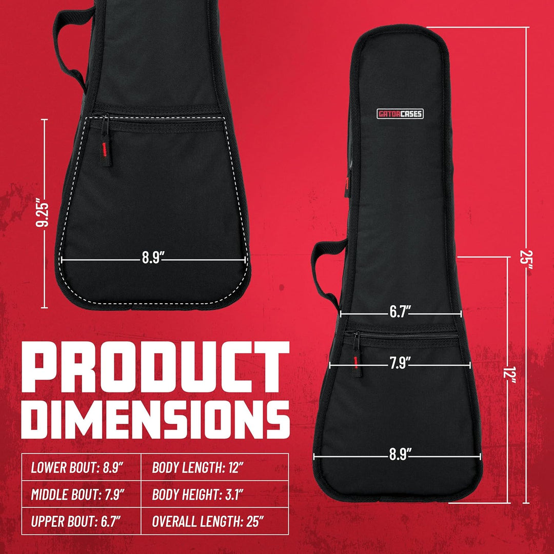 Gator Cases Konzert Ukulele Economy Gigbag, Schwarz (GBE-UKE-CON) Ukulele Konzert, Ukulele Konzert