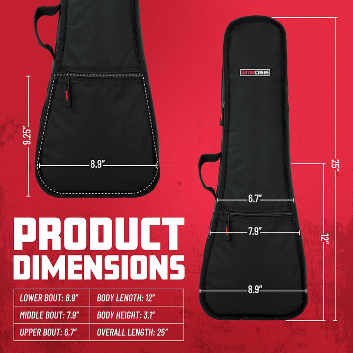 Gator Cases Konzert Ukulele Economy Gigbag, Schwarz (GBE-UKE-CON) Ukulele Konzert, Ukulele Konzert