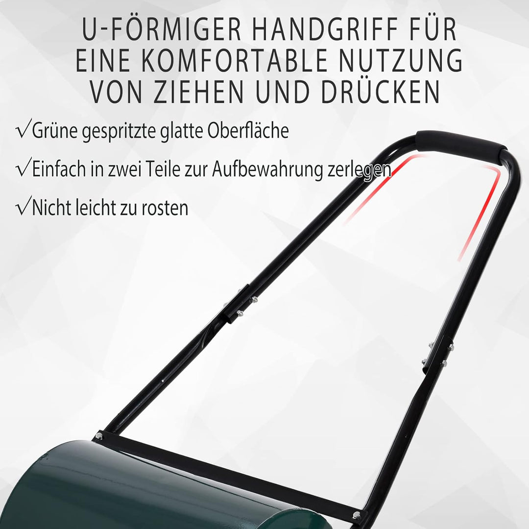 Outsunny Rasenwalze Gartenrolle Gartenwalze mit U-Griff 31 cm Durchmesser 30 cm Arbeitsbreit 40 L Wa