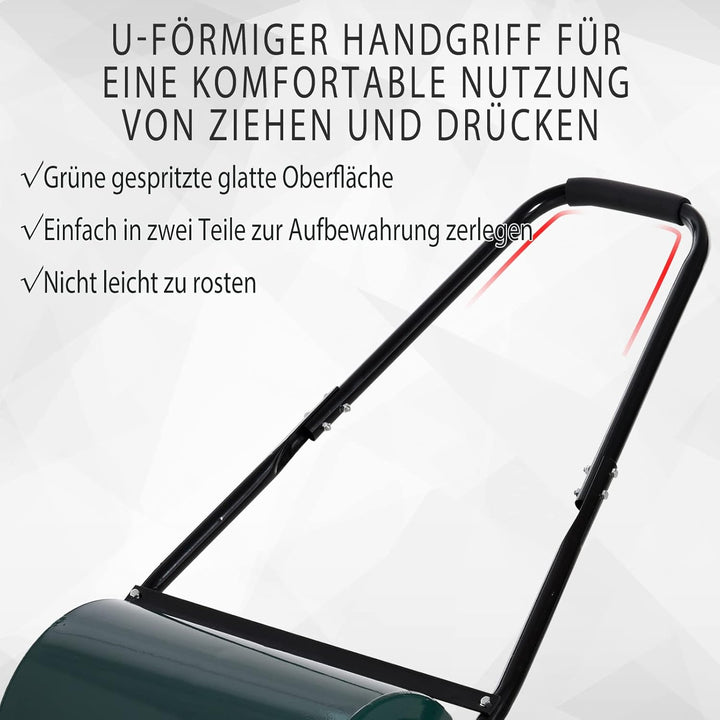 Outsunny Rasenwalze Gartenrolle Gartenwalze mit U-Griff 31 cm Durchmesser 30 cm Arbeitsbreit 40 L Wa