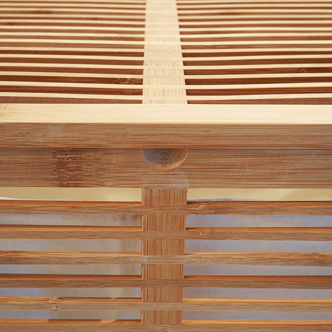 Wäschetruhe HWC-B18, Wäschebox Wäschekorb Wäschesammler, Bambus 61x50x35cm