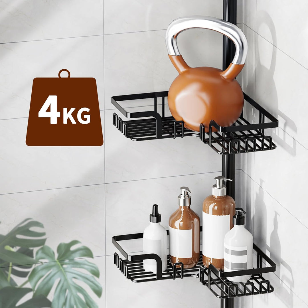 Kegii Duschablage ohne Bohren, Teleskop Duschregal Ecke, Shampoo Halterung für Dusche Höhenverstellb