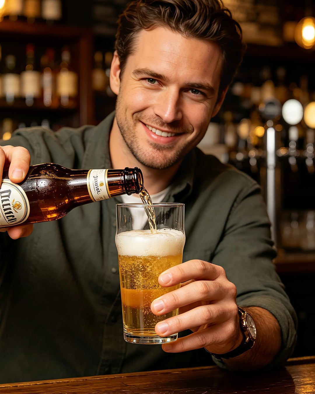 Biergläser, 590 ml, britisches Bierglas, klassisches Design, 4 Stück, einfach im Schrank zu stapeln