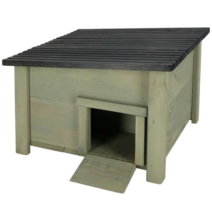 KOTARBAU® Igelhaus aus Holz für den Garten 38 x 38 cm Igelhäuschen Meerschweinchen Zubehör Meerschwe