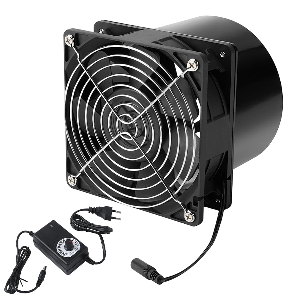 100mm Abluftventilator, 12V Rohrventilator mit Geschwindigkeitsregler, Hitzebeständig Rohrlüfter 100