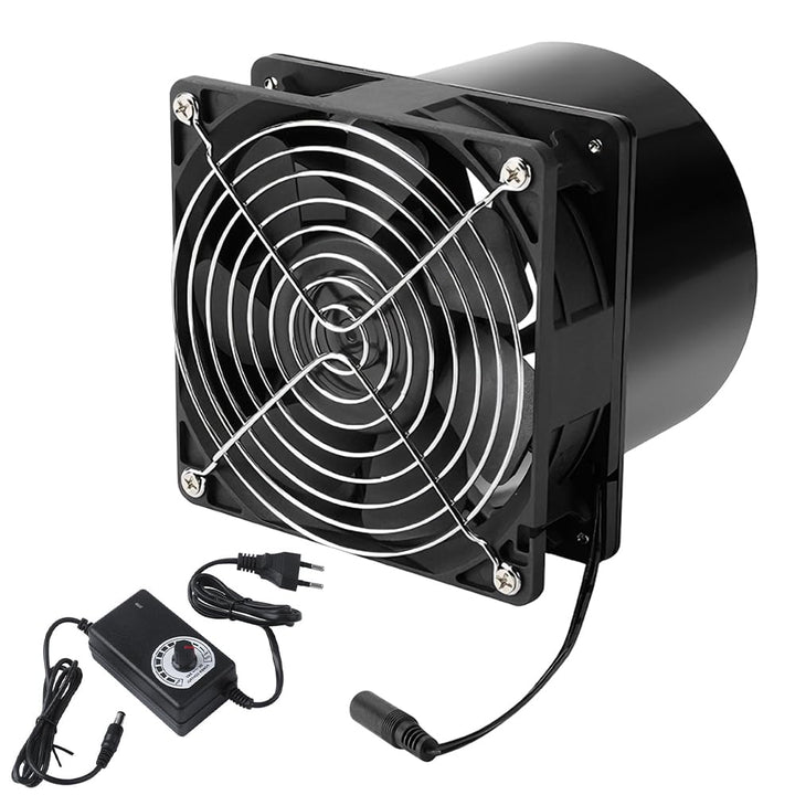 100mm Abluftventilator, 12V Rohrventilator mit Geschwindigkeitsregler, Hitzebeständig Rohrlüfter 100