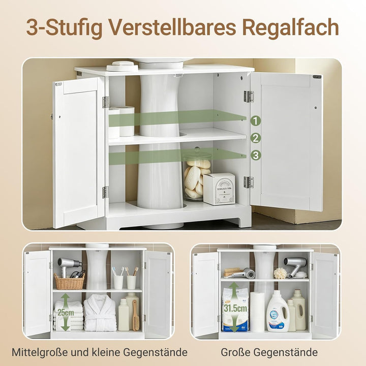 SoBuy BZR18-II-W Waschbeckenunterschrank Badschrank Waschtisch Unterschrank Badmöbel weiss BHT ca: 6