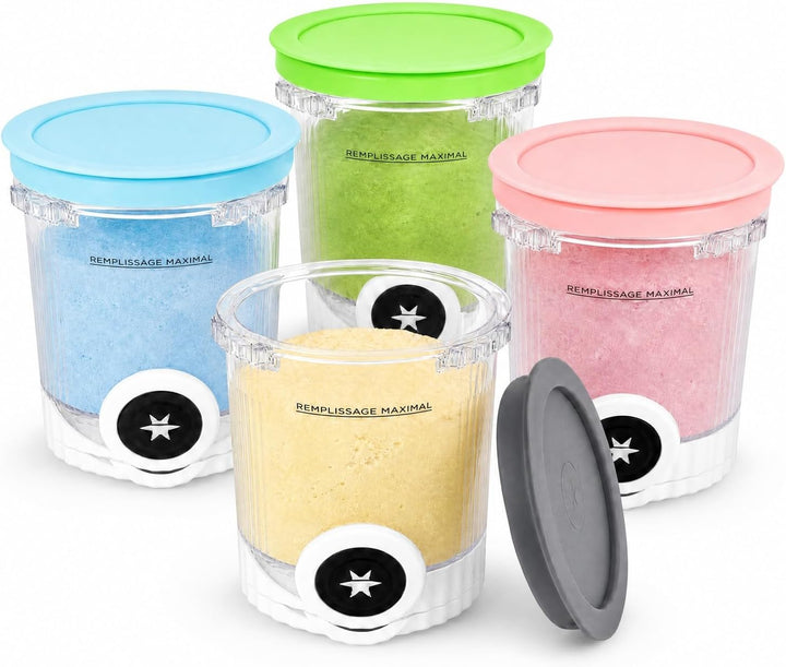 4 Stück Eiscreme Behälter Set für Ninja Creami, Ersatz Pint Container mit Deckel für NC700 NC701 Mod