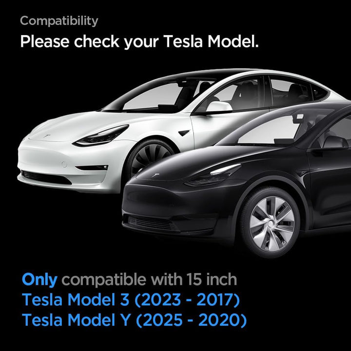 Spigen Glas.tR EZ Fit Schutzfolie kompatibel mit Tesla Model 3 / Y, Schablone für Installation entha