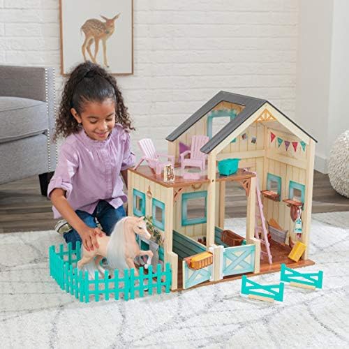 KidKraft 63534 Sweet Meadow Reitstall - Spielset aus Holz mit