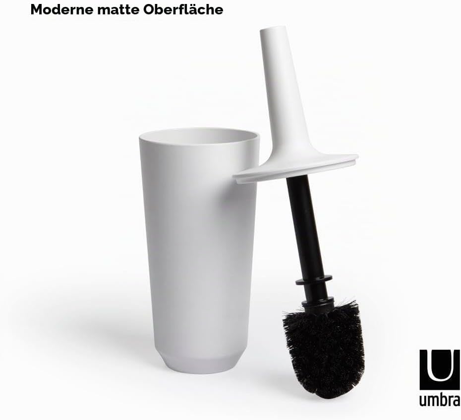 Umbra 1004478-660 Corsa Toilet Brush, WC-Büstenhalter aus Keramik, Weiss Toilettenbürstenhalter Weis