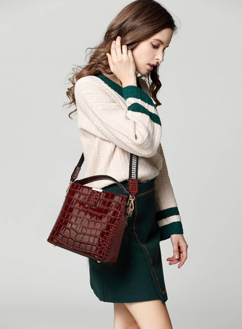 BUKESIYI Damen Tasche Umhängetasche Handtasche Frauen Klein Schultertasche Weekender Lack PU Leder C