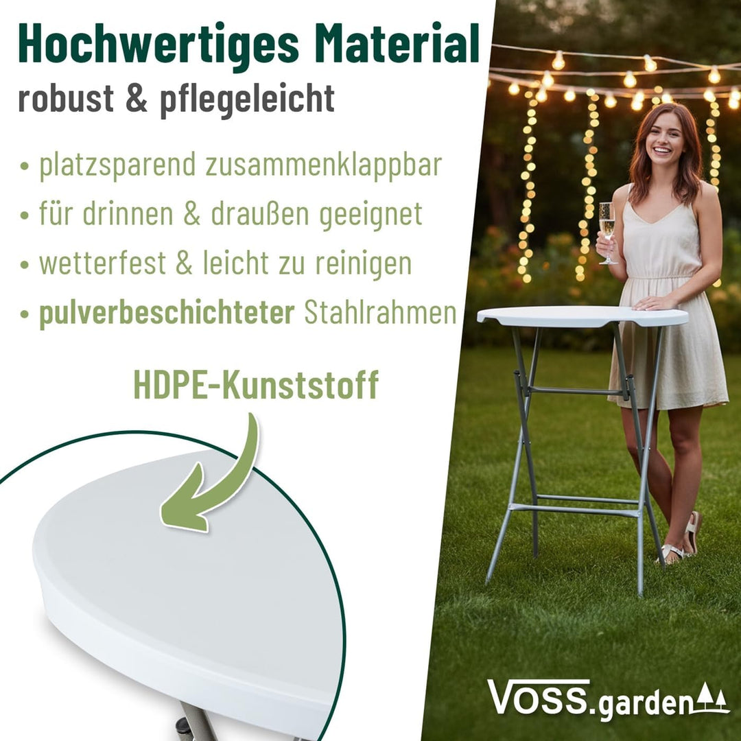 VOSS.garden 2X Stehtische Ø80cm/ 105cm, Hochtisch klappbar, Kunststoff &amp; Stahlgestell