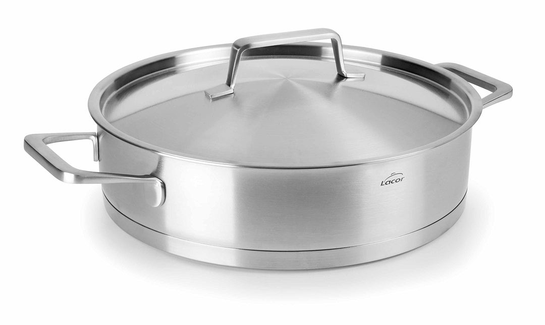 Lacor PFANNE MIT Deckel Foodie 28X6.5CM, Edelstahl, Grey, 34 x 30 x 9 cm