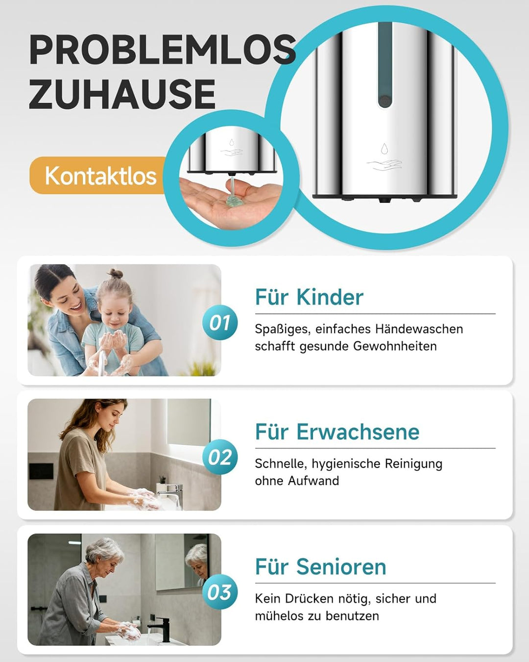 AIKE AK1205 Seifenspender Automatisch Wandbefestigung, 700ml Kommerzieller Automatischer Flüssigseif