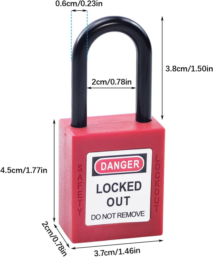 10 Stück Lockout Vorhängeschloss, 38mm Nylon-Sicherheits-Vorhängeschloss mit Schlüssel, Lockout-Schl
