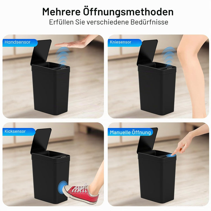 3er Set Mülleimer Bad mit Sensor, 10L Elektrischer Mülleimer mit Deckel, Automatischer Mülleimer für
