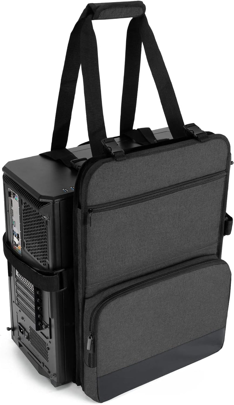 Trunab PC transporttasche，PC tower tragetasche mit Griff und Taschen für Tastatur, Kabel, Computerzu