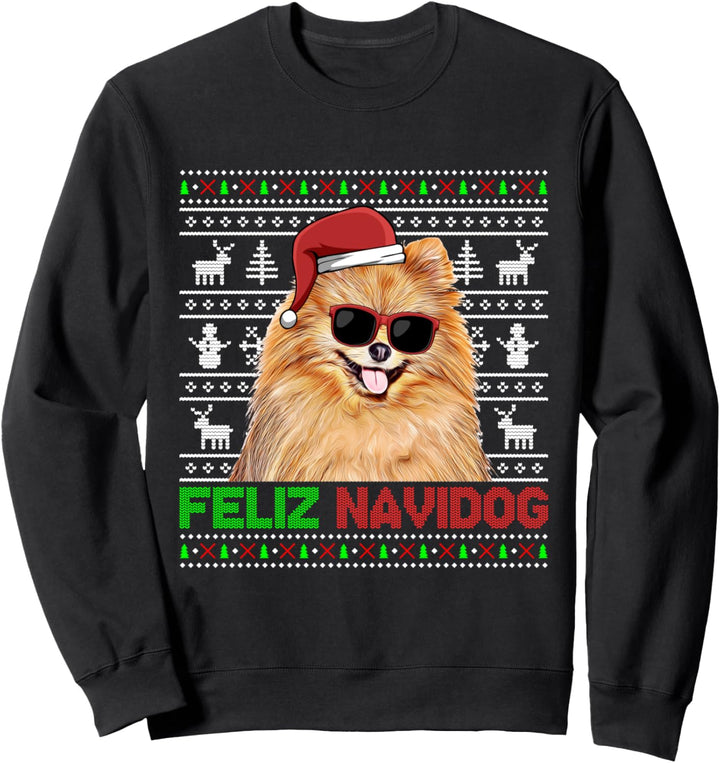 Pomeranian Dog Feliz Navidog Lustiges Weihnachten Sweatshirt