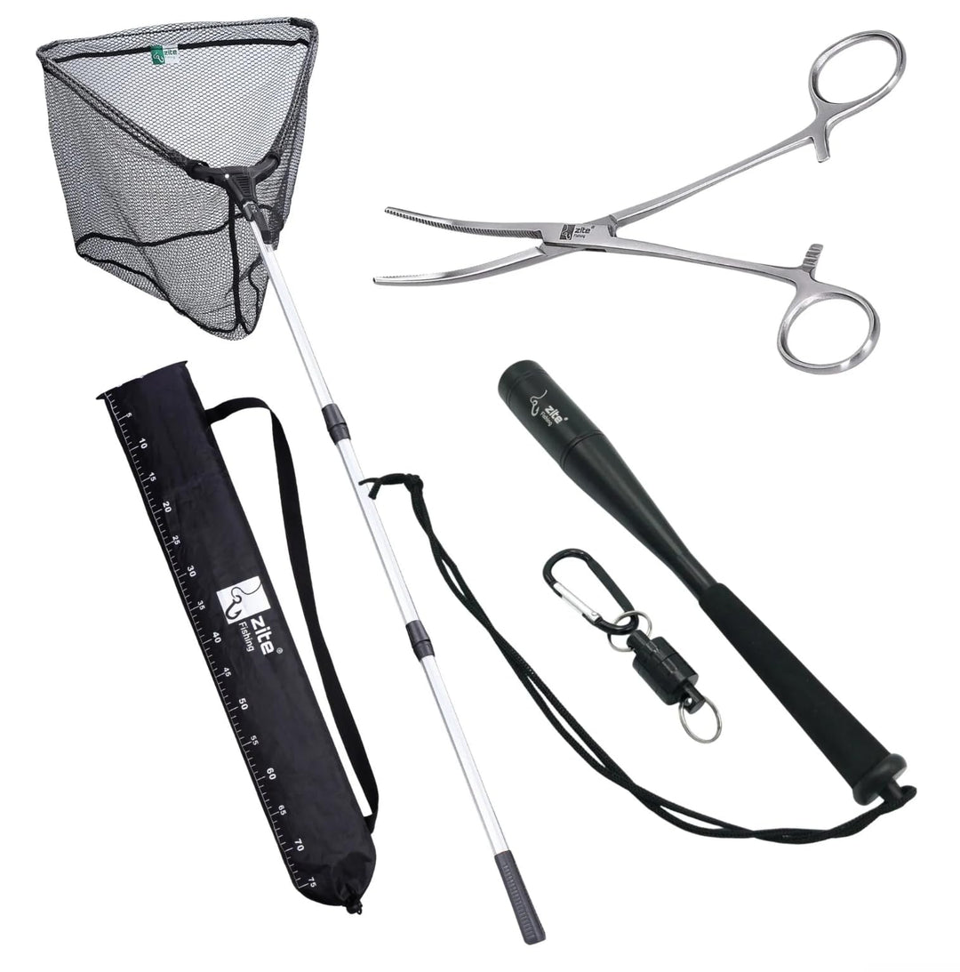 Zite Fishing Teleskop Kescher Angeln 160-210cm I Kescher gummiert 210.0 Zentimeter 2. XL – Set, 210.