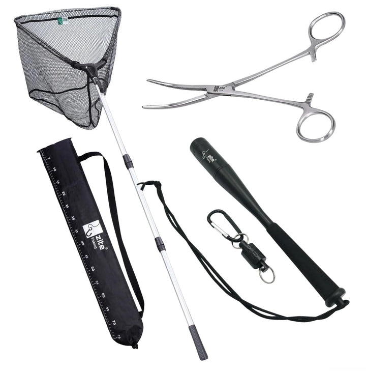 Zite Fishing Teleskop Kescher Angeln 160-210cm I Kescher gummiert 210.0 Zentimeter 2. XL – Set, 210.