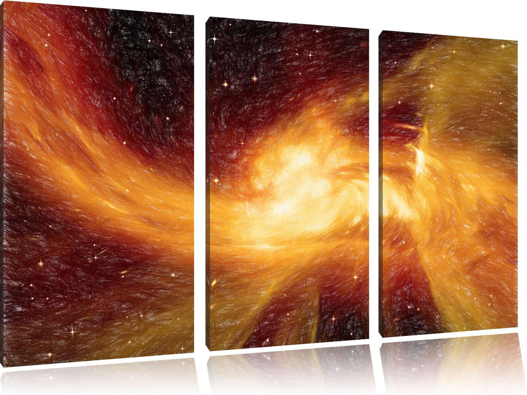 Pixxprint Sternenstaub und Gasnebel in Einer fernen Galaxie Kunst Buntstift Effekt 3-Teiler Leinwand