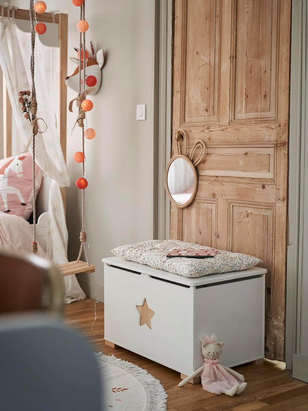 Vertbaudet Kinderzimmer Spielzeugtruhe „Sirius“ weiss/Natur ONE Size One Size Weiss/Natur, One Size