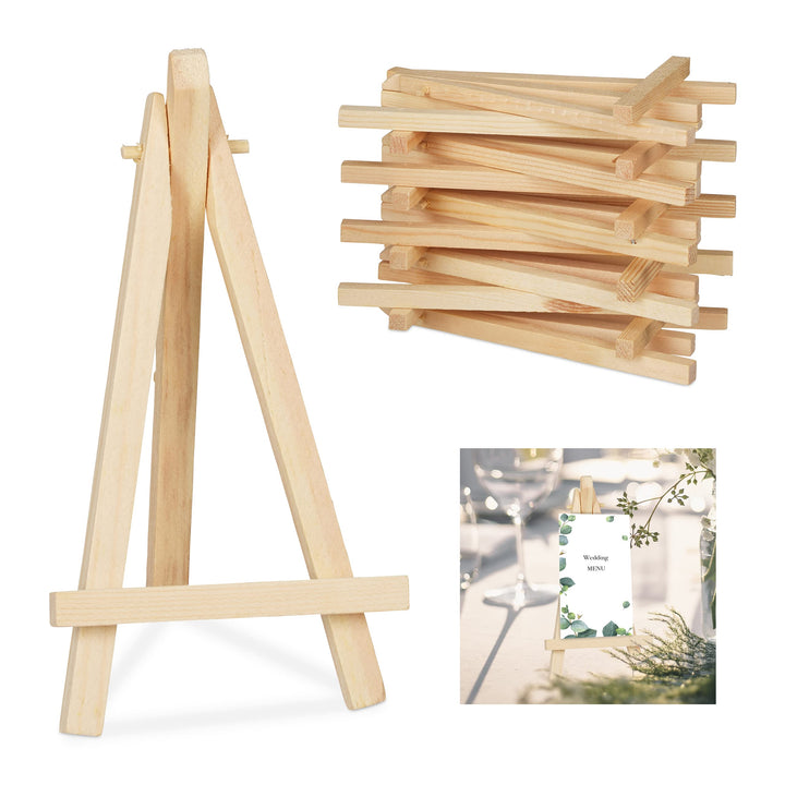 Relaxdays 100 x Staffelei klein, Tischdekoration für zu Hause, Hochzeiten, Feierlichkeiten, Holzstaf