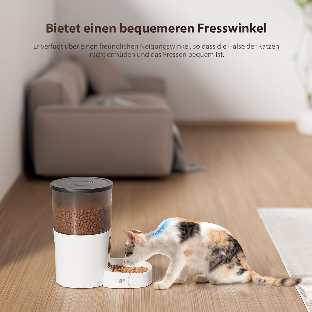 IMIPAW Futterautomat Katze, 3L Katzenfutter Automat mit Programmierbarem Timer, Automatischer Futter