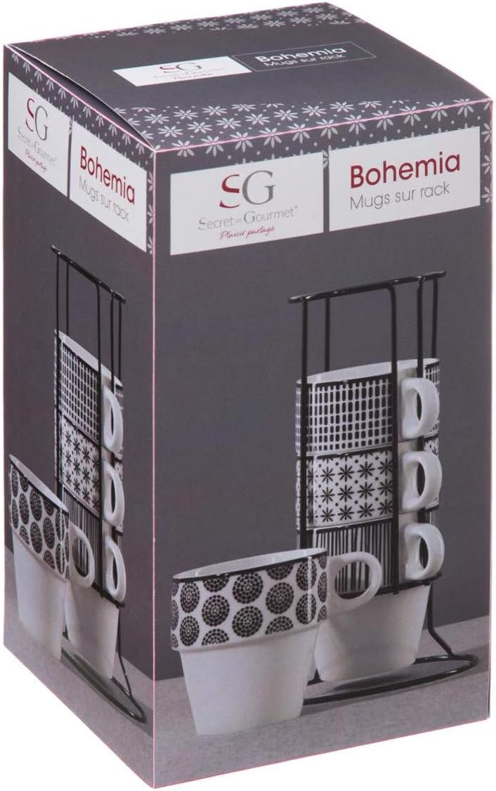 SG Secret de Gourmet 4 tassen mit bohemia rack 4 Unité (Lot de 1) Bohemian, 4 Unité (Lot de 1) Bohem