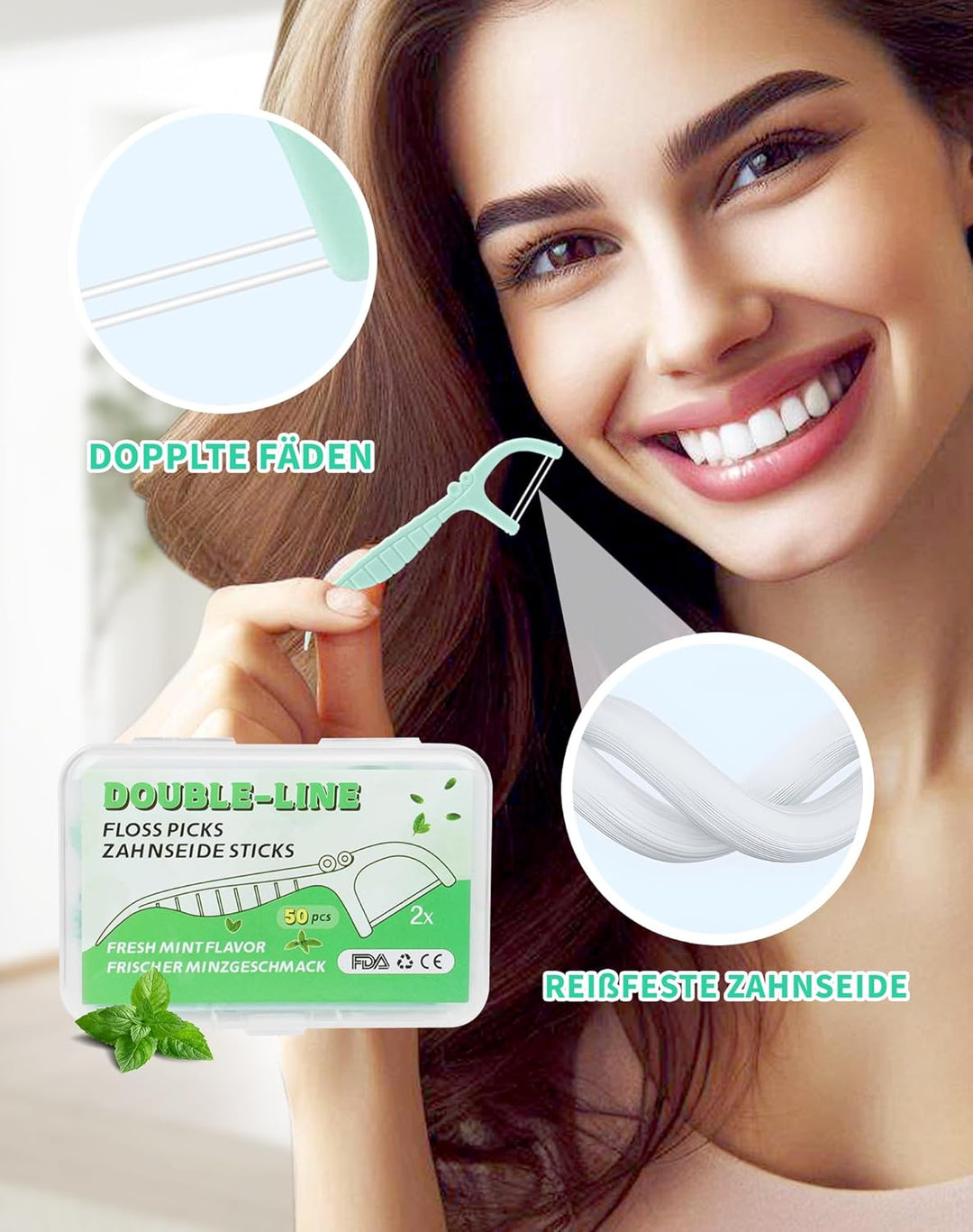 200 Stk. Zahnseide Sticks Minze Dental floss Mint Twin line Floss Zahnseide mit Zahnstocher Geschmac