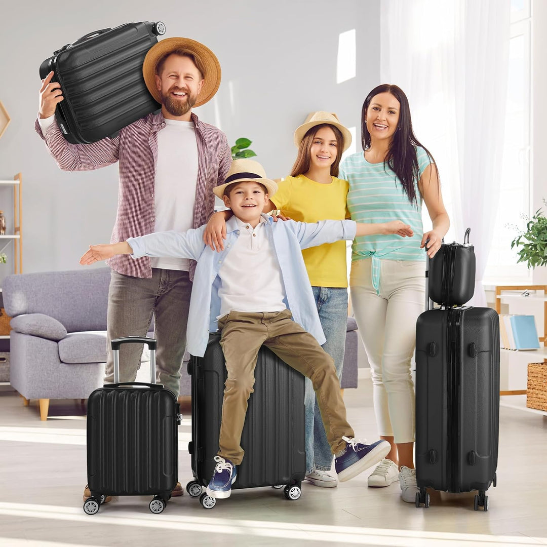 LALAHO Kofferset 3/4/5 teilig, Reisekoffer Set mit Kosmetikkoffer, Hartschalen Koffer Set aus ABS, G