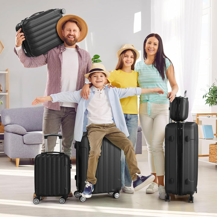 LALAHO Kofferset 3/4/5 teilig, Reisekoffer Set mit Kosmetikkoffer, Hartschalen Koffer Set aus ABS, G
