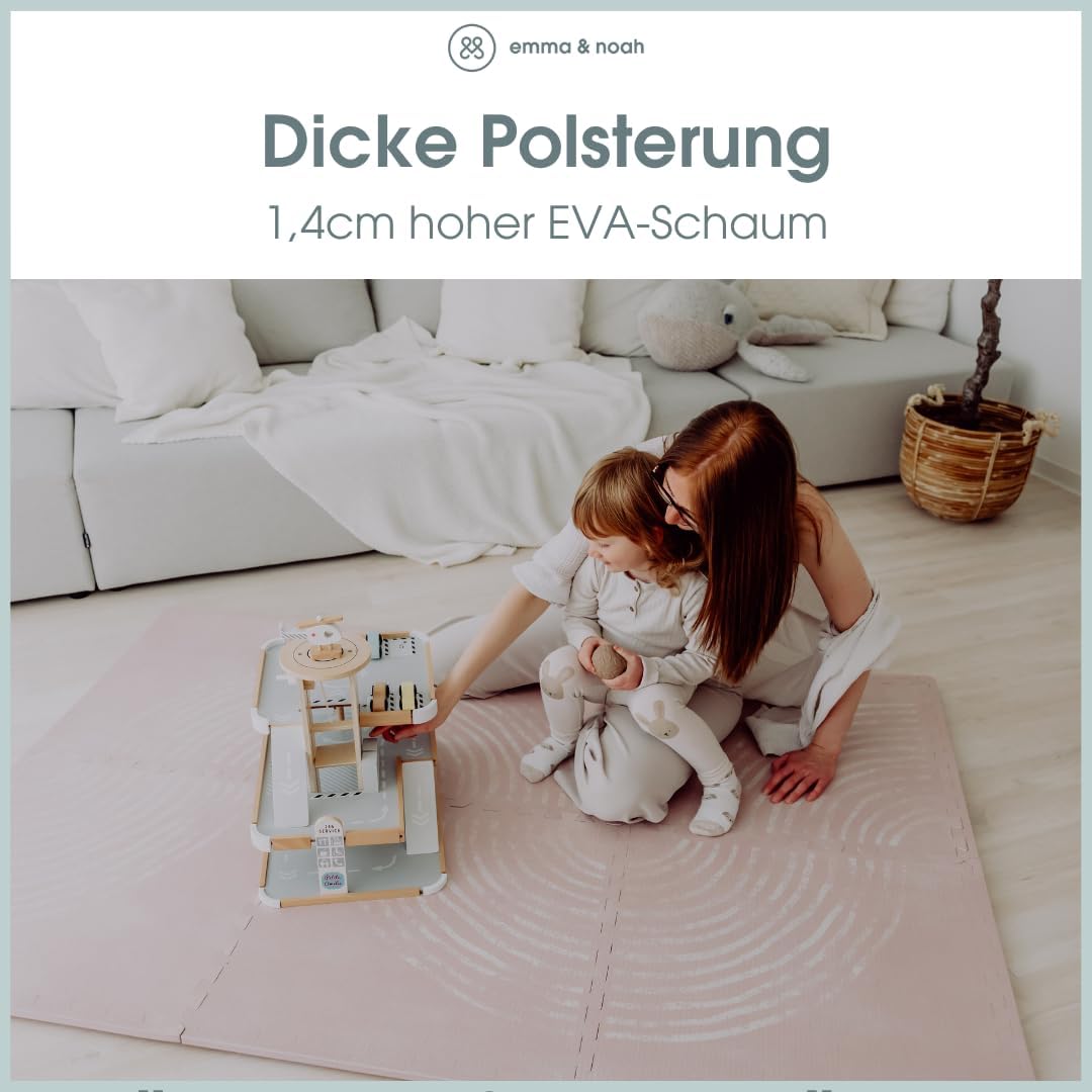 emma & noah Puzzlematte, 61x61 cm, 6 Teile & 10 Randstücke, Hochwertiger Eva-Schaum, 1,4 cm Dick, Pf