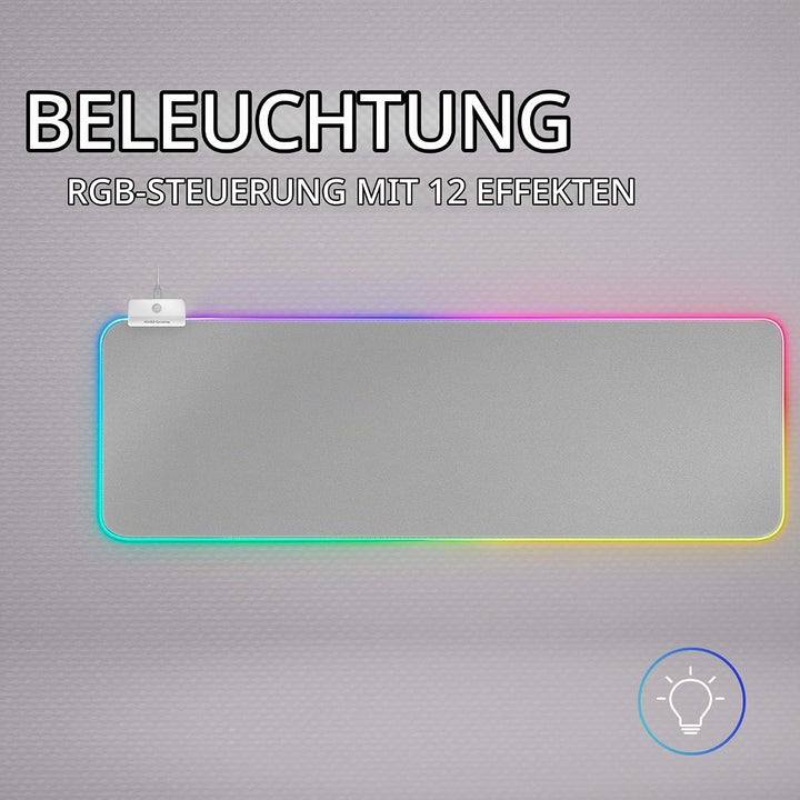 Mars Gaming MMPRGB2S, XXL Mauspad, RGB 12-Modi, 2 USB 2.0, Weiss-Silber, MMPRGB2S