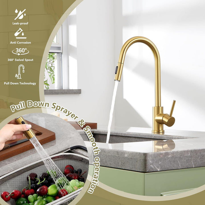 Küchenarmaturen wasserhahn küche,ausziehbar 360° Drehbar 2 Sprühfunktionen, Edelstahl küche wasserha