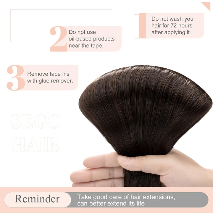 SEGO Echthaar Tape in Extensions Haarverlängerung Invisible Seamless Haarteile Skin Weft Menschenhaa