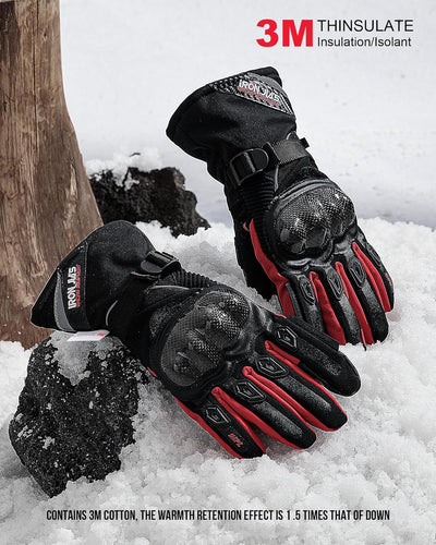 BORLENI Winter Motorradhandschuhe Herren, Motorrad Handschuhe Herr Warm Winterhandschuhe Wasserdicht