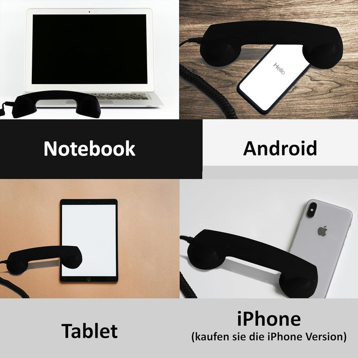 Opis 60s Micro - Retro Handyhörer für Android Smartphones, Tablets, Notebooks und Handys in der Form