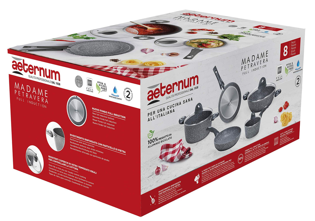 Aeternum Madame Petravera 3.0 Topf-und Pfannen-Set, Aluminium, induktionsgeeignet, 8-teilig, grau, 1