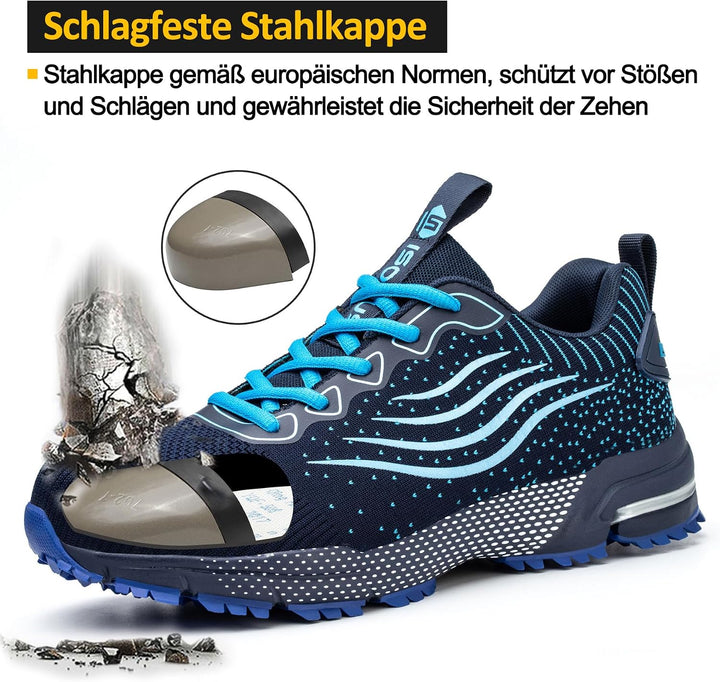 CYKYGGO Arbeitsschuhe Herren Sicherheitsschuhe Damen Leicht Sportlich Stahlkappe mit Dämpfung Stahlk