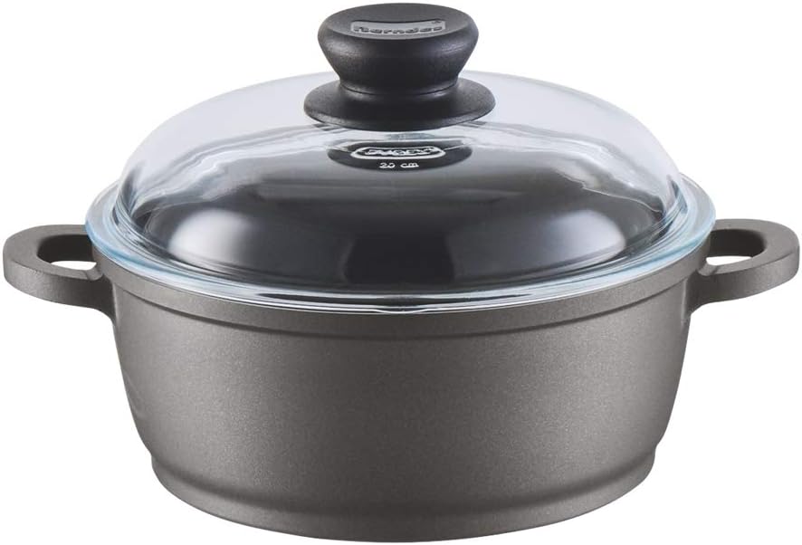 Berndes BONANZA Induction Kochtopf mit Glasdeckel, inkl. Silikon-Thermogriffe, 20 cm, robuster Alugu