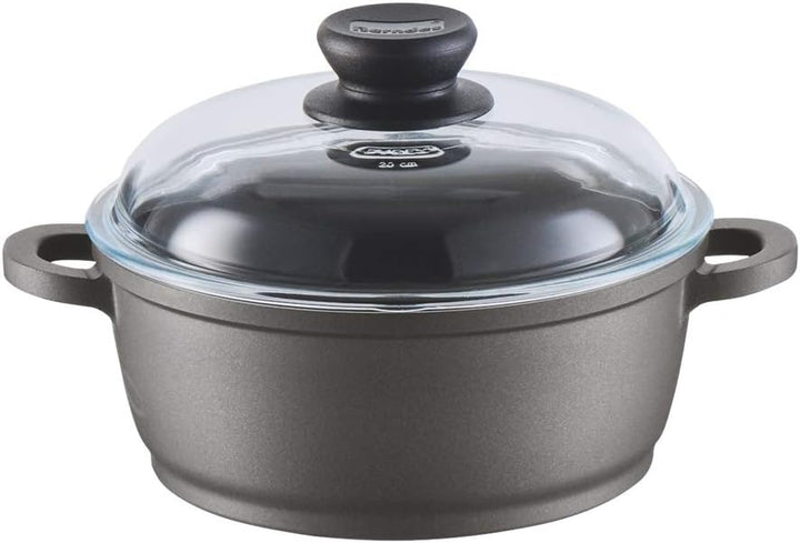 Berndes BONANZA Induction Kochtopf mit Glasdeckel, inkl. Silikon-Thermogriffe, 20 cm, robuster Alugu
