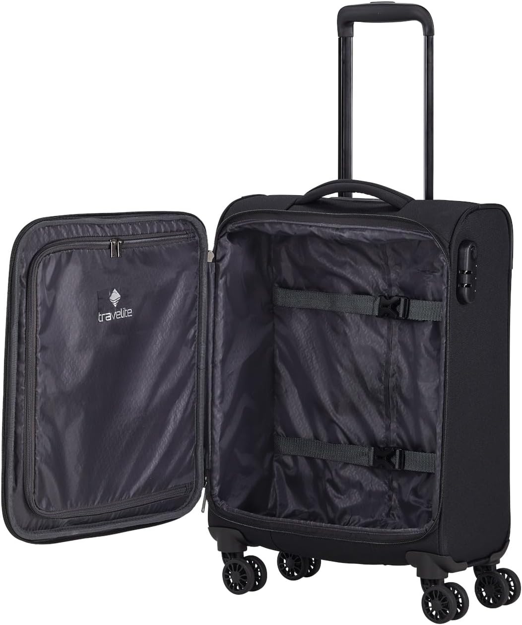 travelite 4-Rad Koffer Handgepäck Weichschale, IATA Bordgepäck Mass; Serie CHIOS, Trolley mit Kanten