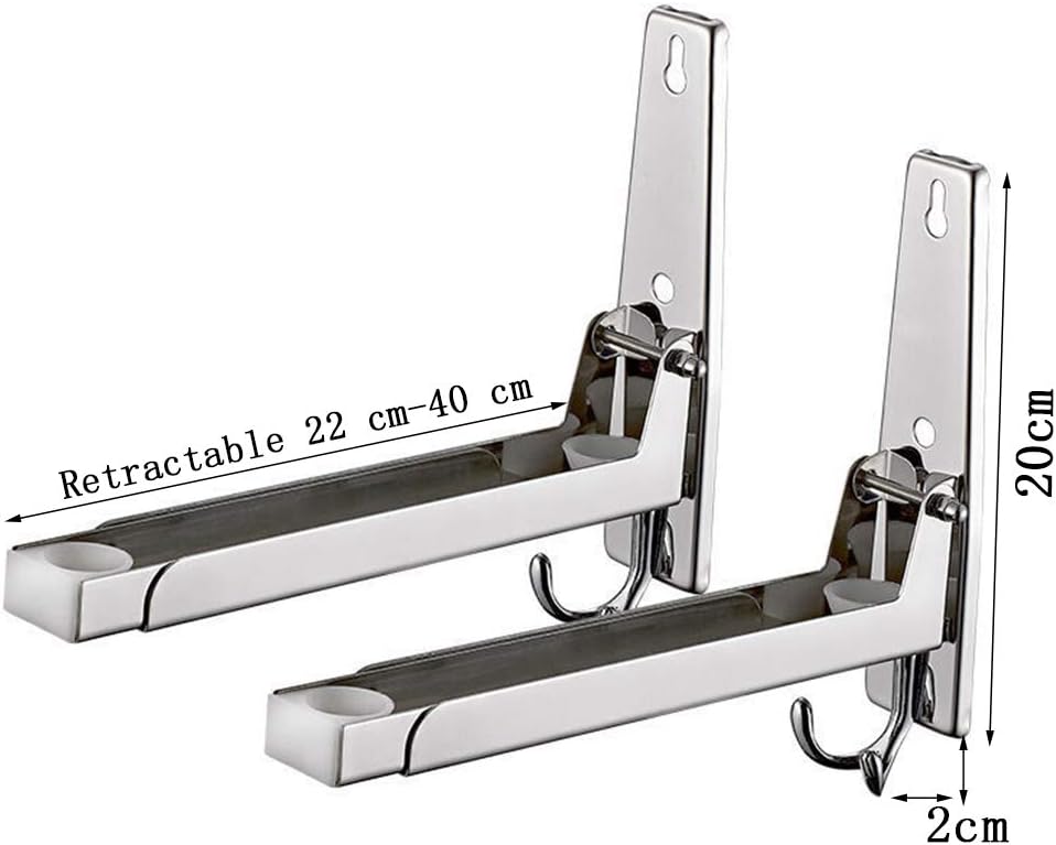 2 Stück Mikrowellenhalterung Wand aus Edelstahl, Universal Mikrowellen Halterung,Mit 2 Haken,Faltbar