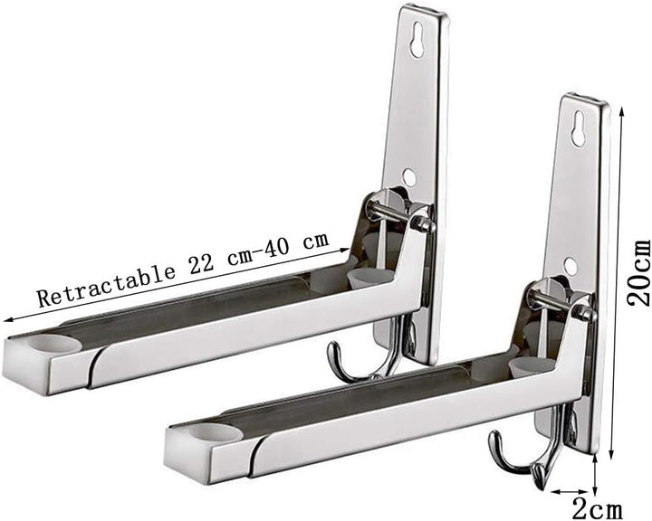 2 Stück Mikrowellenhalterung Wand aus Edelstahl, Universal Mikrowellen Halterung,Mit 2 Haken,Faltbar