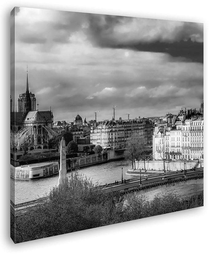 deyoli Notre Dame in Paris Format: 70x70 Effekt: Schwarz&Weiss als Leinwandbild, Motiv fertig gerahm