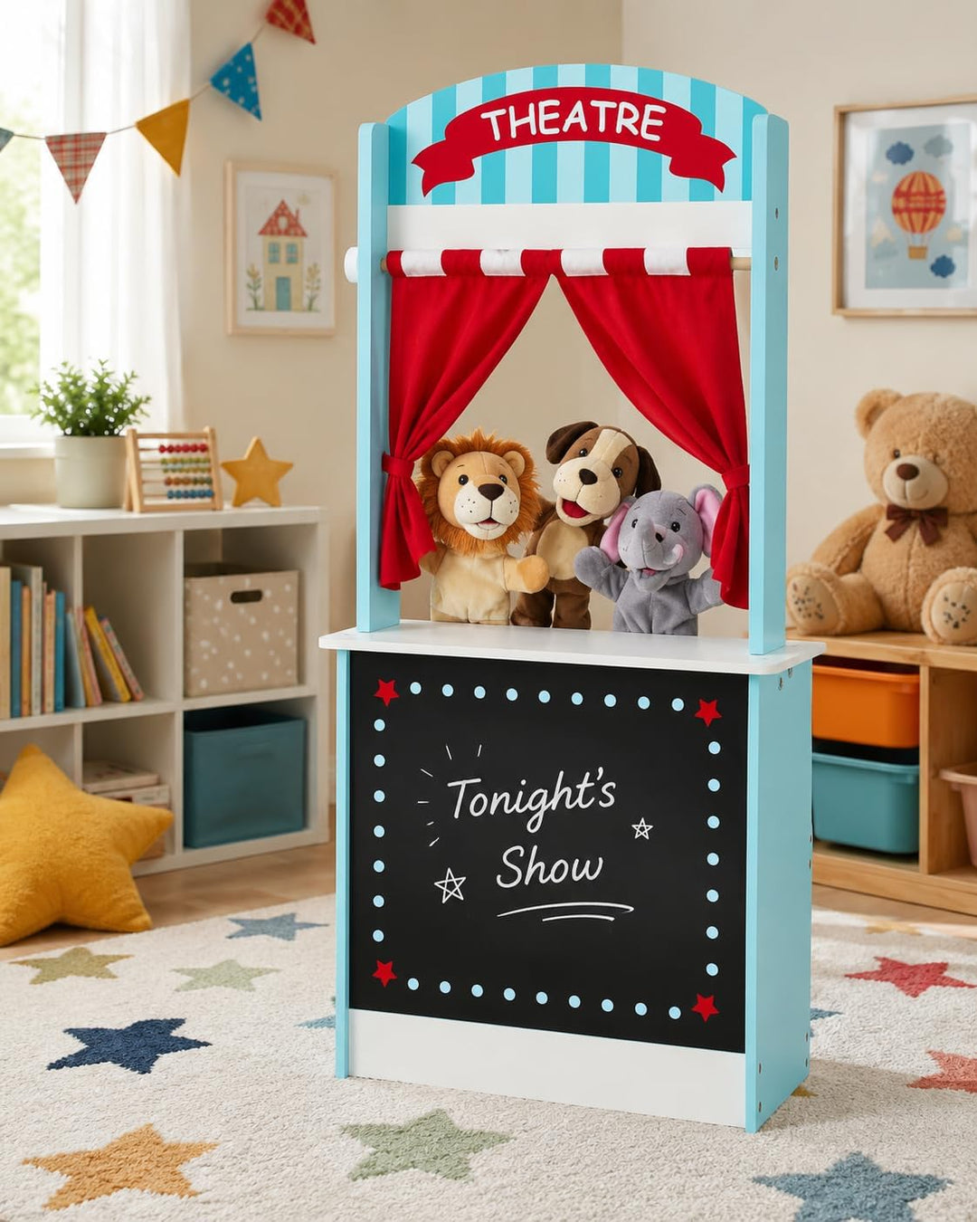Bayer Chic 2000 2-in-1 Kaufladen &amp; Puppentheater | Holz | Mit Tafel | Multifunktionaler Spielspass: